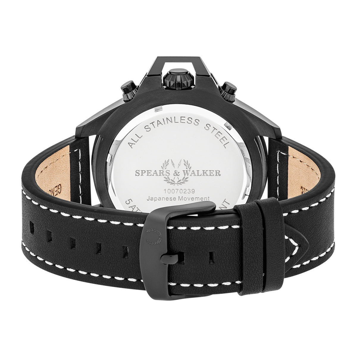 Herren Quarzuhr schwarz Echtleder schwarz