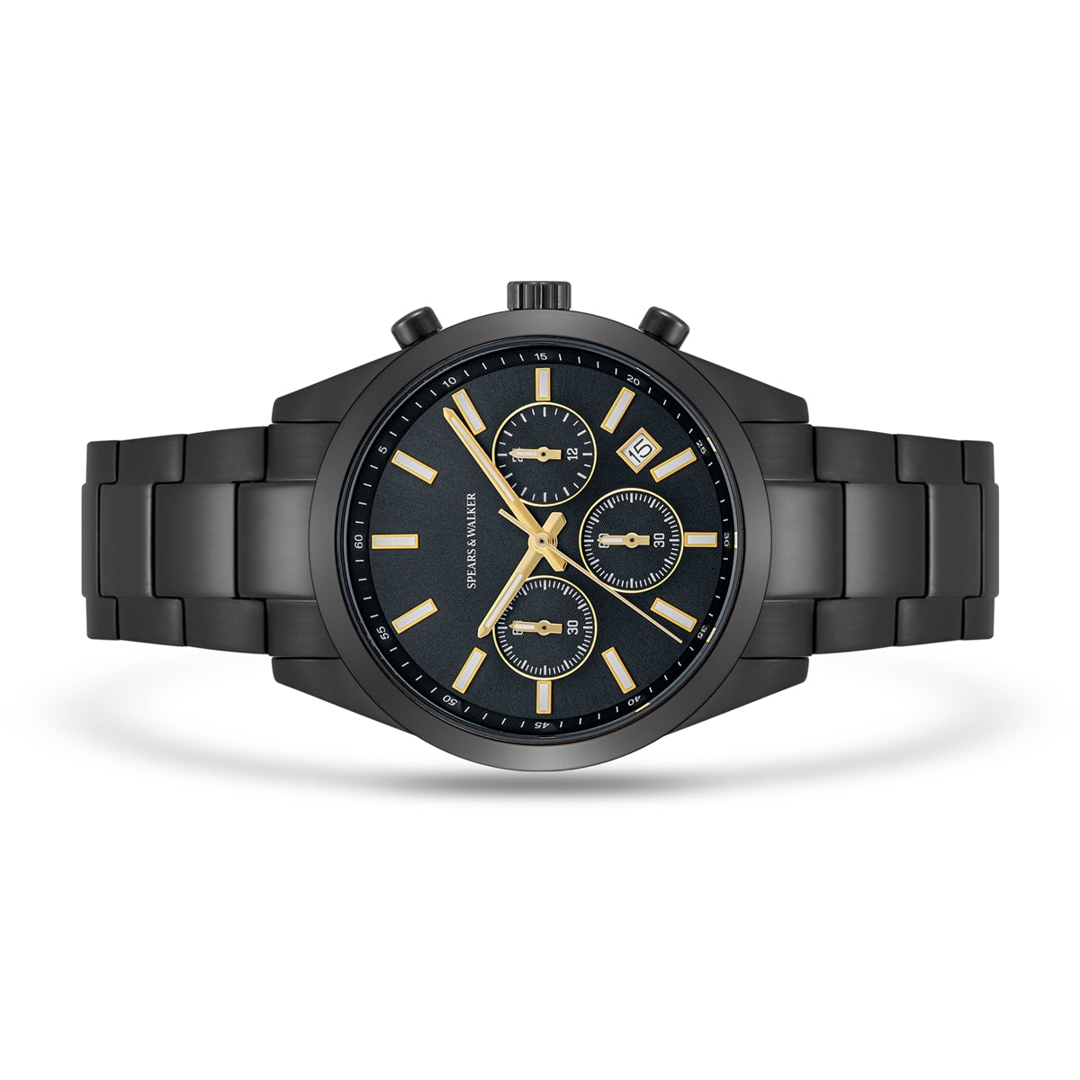 Herren Chronograph schwarz Edelstahl schwarz