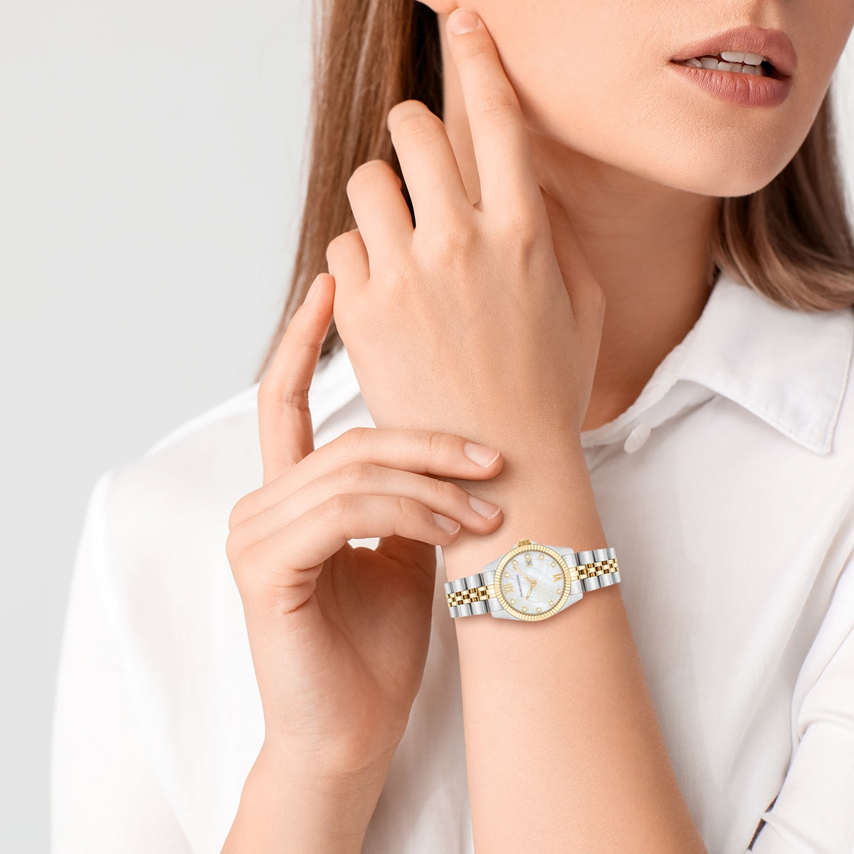 Damen Quarzuhr bicolor Edelstahl bicolor