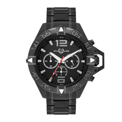 Herren Quarzuhr schwarz Edelstahl schwarz