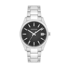 Herren Quarzuhr silber Edelstahl silber