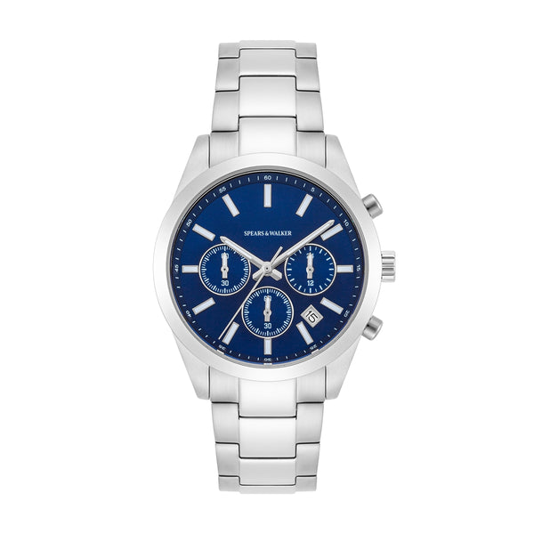 Herren Chronograph silber Edelstahl silber