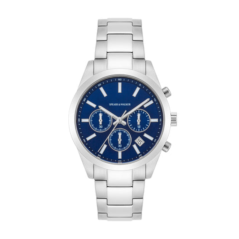 Herren Chronograph silber Edelstahl silber