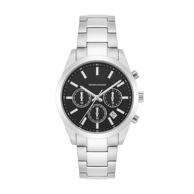 Herren Chronograph silber Edelstahl silber