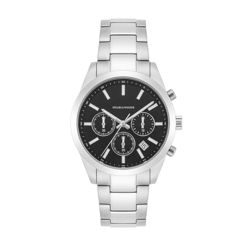 Herren Chronograph silber Edelstahl silber