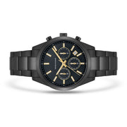 Herren Chronograph schwarz Edelstahl schwarz