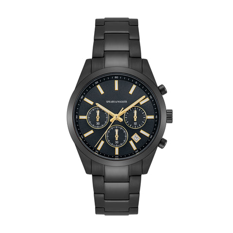 Herren Chronograph schwarz Edelstahl schwarz
