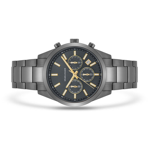 Herren Chronograph grau Edelstahl grau