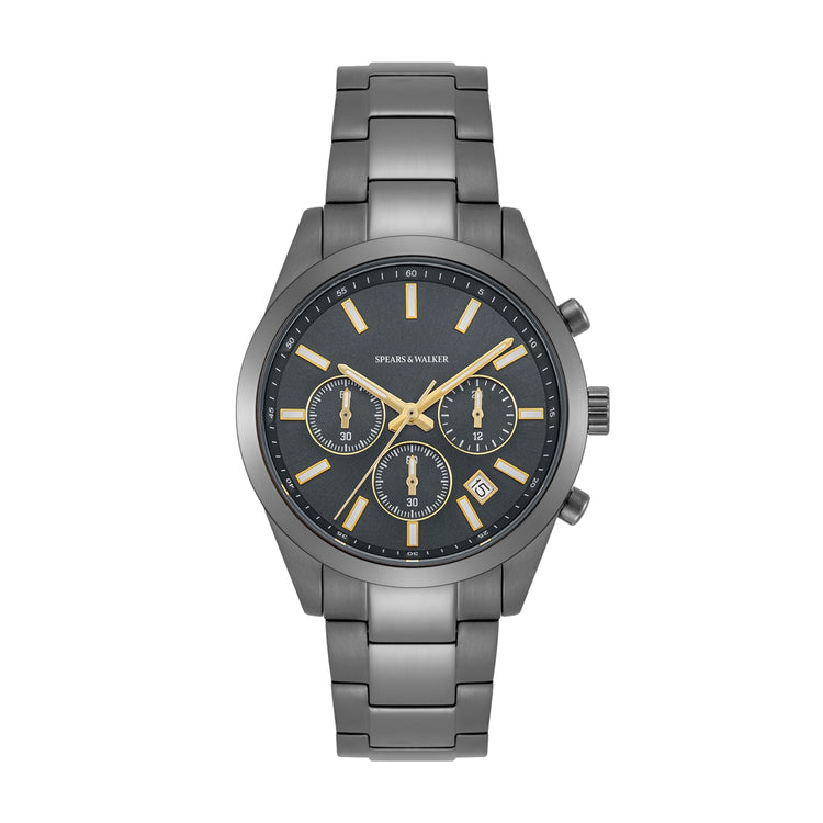 Herren Chronograph grau Edelstahl grau