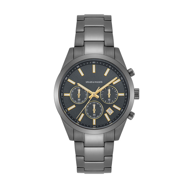Herren Chronograph grau Edelstahl grau