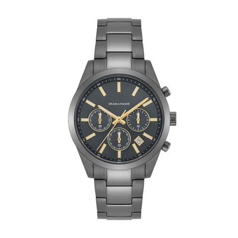 Herren Chronograph grau Edelstahl grau