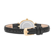 Damen Quarzuhr gelbgold Echtleder schwarz