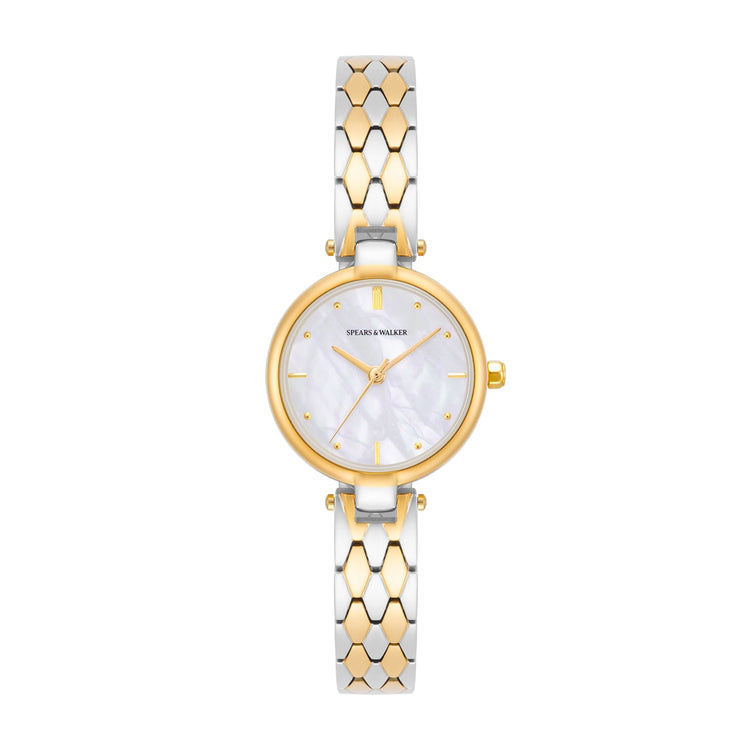 Damen Quarzuhr gelbgold Edelstahl bicolor