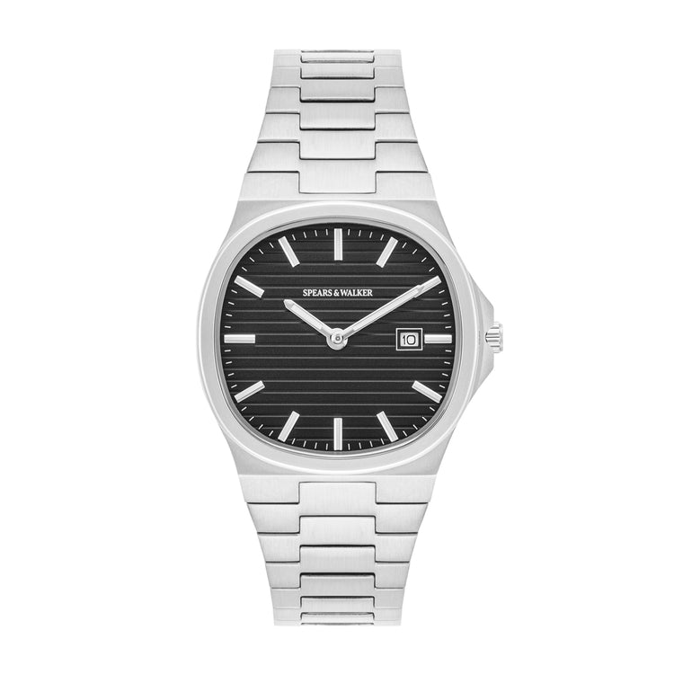 Herren Quarzuhr silber Edelstahl silber